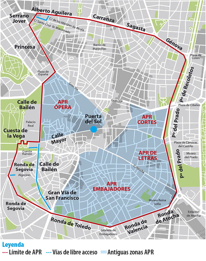 Mapa del centro de Madrid